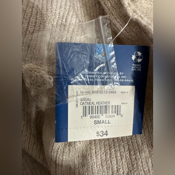 NWT Arizona Jean Co Oatmeal Heather Ribbed Knit Crewneck Sweater Small SEE NOTE - Picture 12 of 12